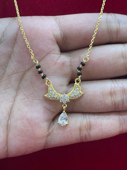 92.5 Silver Gold Plated Minimal Pendant Black Bead Chain for Women 19.5 Inches | Elegant Simple Design | Stylish Jewellery