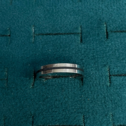 92.5 Silver Black Stripe Band Ring