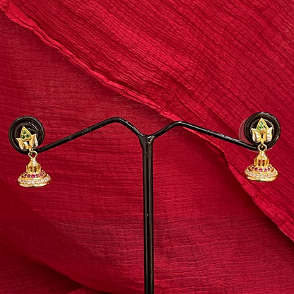 92.5 Silver Gold Plated Lotus Earrings for Women | Elegant Floral Design | Ethnic Jewellery pair
