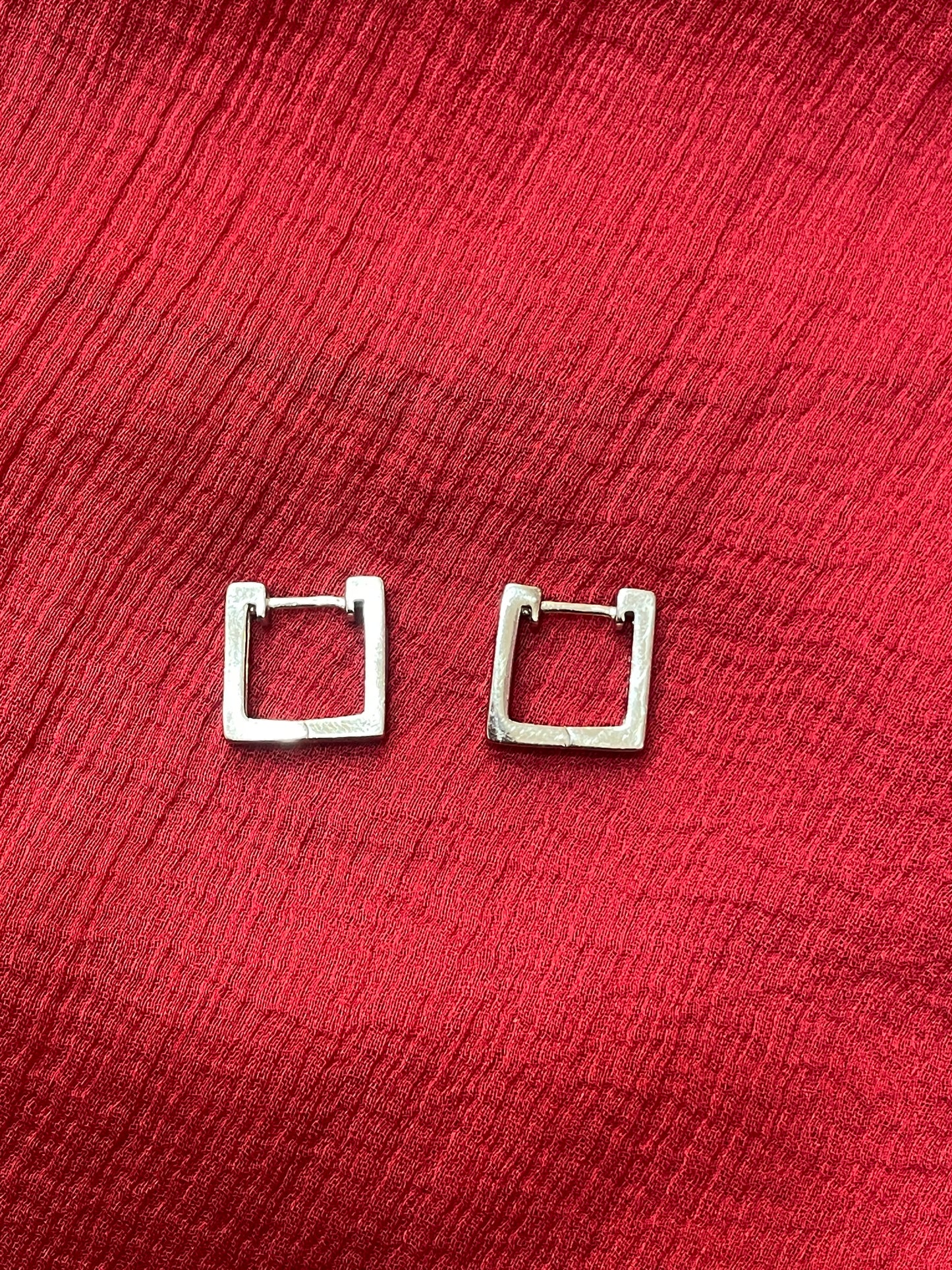 92.5 Silver Square Bali Earrings for Women | Minimal Hoop Design | Elegant Jewellery
