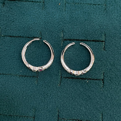92.5 Silver Pink CZ Heart Toe Rings for Women