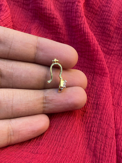 92.5 Silver Gold Plated Floral Press-On Bugadi for Women | Elegant Non-Piercing Ear Cuff | Stylish Jewellery