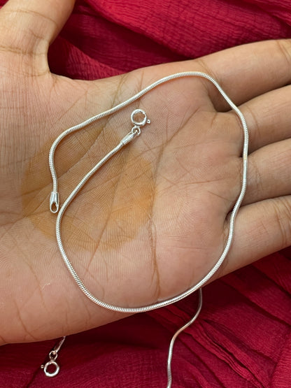 92.5 Silver Snake Chain Anklet | Stylish Smooth Design | Elegant Fashion Jewellery