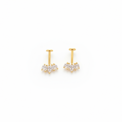 92.5 Silver Gold Plated Five Leaf Dainty Bugadi Pair | Minimal Floral Design | Jewellery