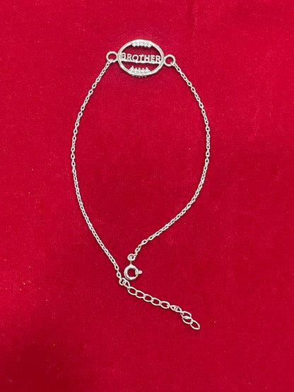 925 Sterling Silver Brother Rakhi | CZ Stone Chain Rakhi for Raksha Bandhan