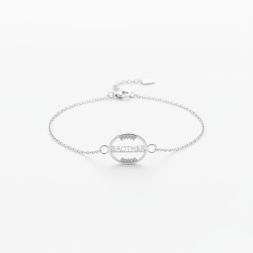 925 Sterling Silver Brother Rakhi | CZ Stone Chain Rakhi for Raksha Bandhan
