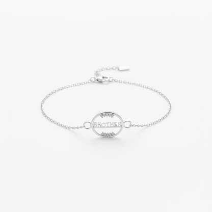 925 Sterling Silver Brother Rakhi | CZ Stone Chain Rakhi for Raksha Bandhan
