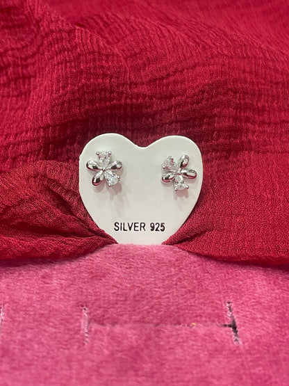 92.5 Silver Elegant Floral Studs | Classy Flower Design | Jewellery