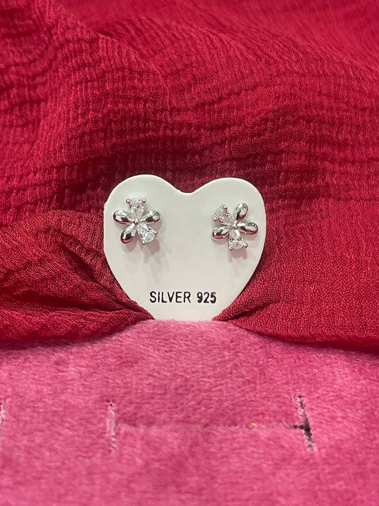 92.5 Silver Elegant Floral Studs | Classy Flower Design | Jewellery