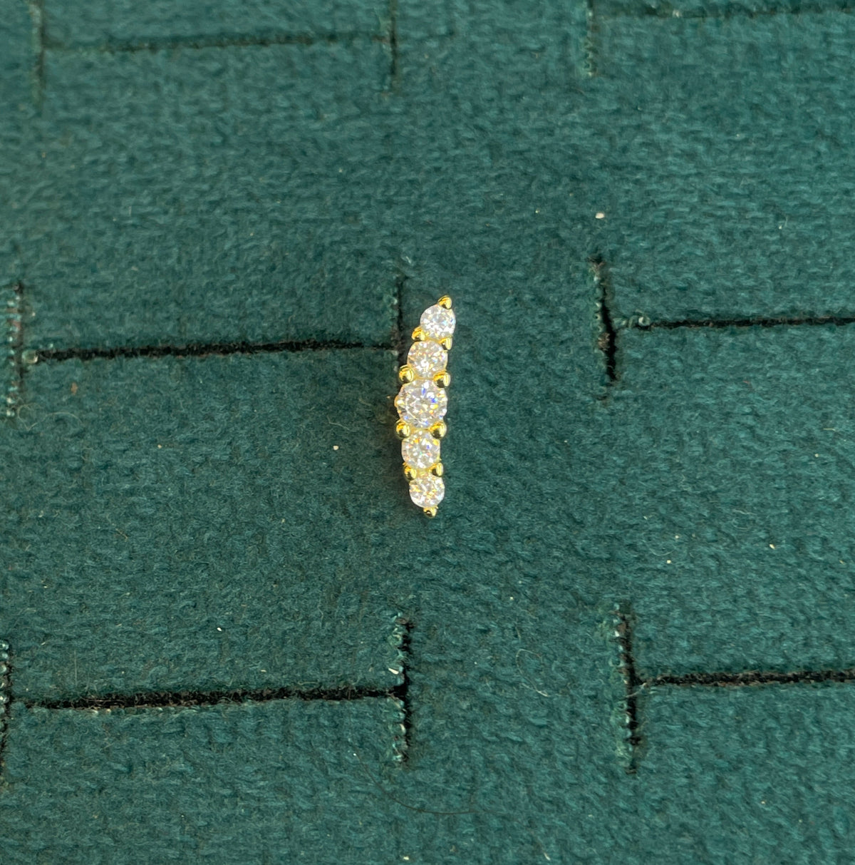 92.5 Silver Gold-Toned Clear Stone Curve Studs Pair