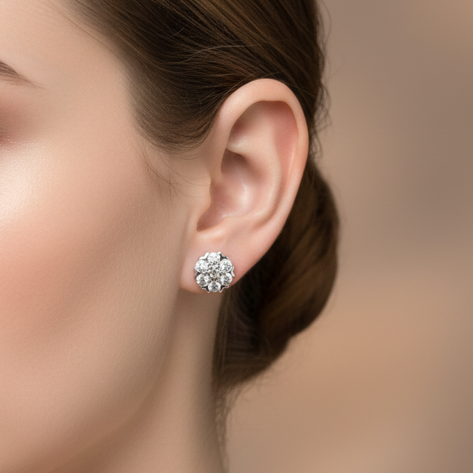 925 Silver Flower Studs