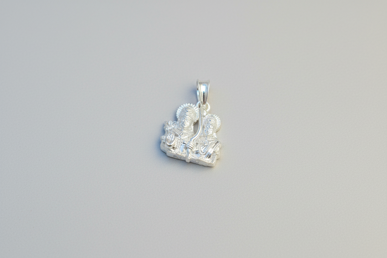 92.5 Silver Sita Ram Pendant for Men & Women | Seetha Rama Divine Design | Temple Jewellery