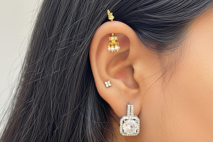 92.5 Silver Mini Jhumki Bugadi (White) | Stylish Cute Design | Elegant Jewellery