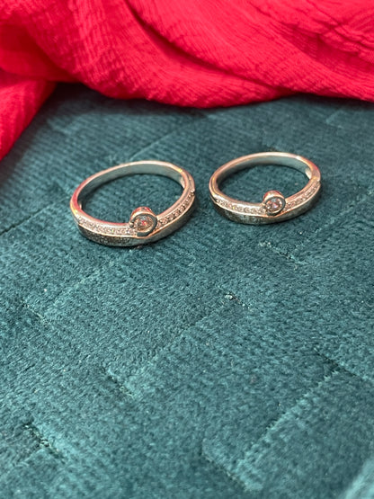 92.5 Silver Couple Rings for Men Size 21 & Women Size 13 | Stylish Twin Design | Elegant Love Jewellery