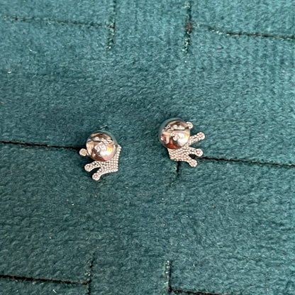 92.5 Sterling Silver Crown & Ball Stud Earrings for Women pair