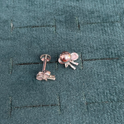 92.5 Sterling Silver MOP Wing & CZ Dragonfly Stud Earrings for Women pair