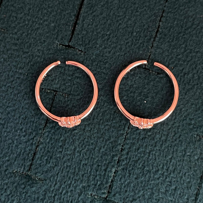 92.5 Silver Rose Gold Plated White CZ Blossom Toe Rings