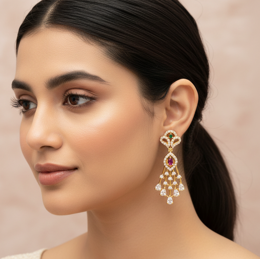 92.5 Silver Gold Plated Stylish Classy Earrings for Women | Elegant Modern Design | Jewellery