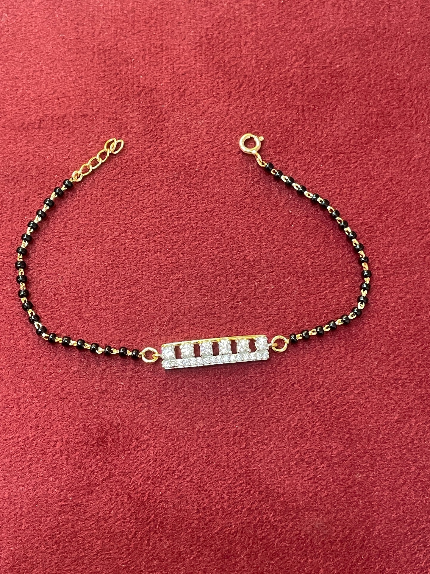 92.5 Silver Gold Plated Black Bead Bracelet for Women | Classy Elegant Design | Traditional Jewellery