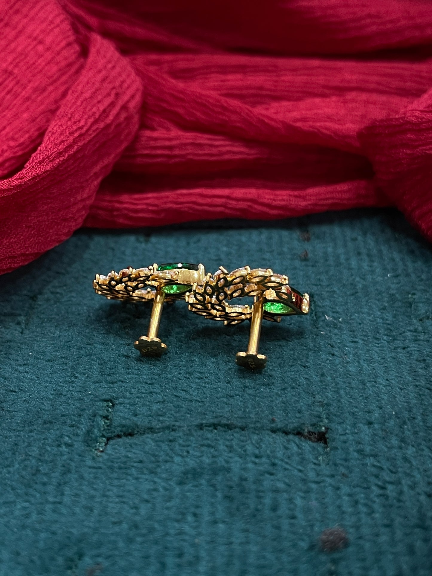 925 SIlver Gold Plated Starburst Stud