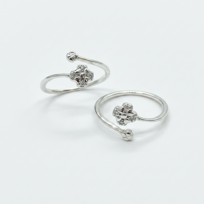 92.5 Sterling Silver Four Leaf Clover Toe Rings for Women | Lucky Charm Design