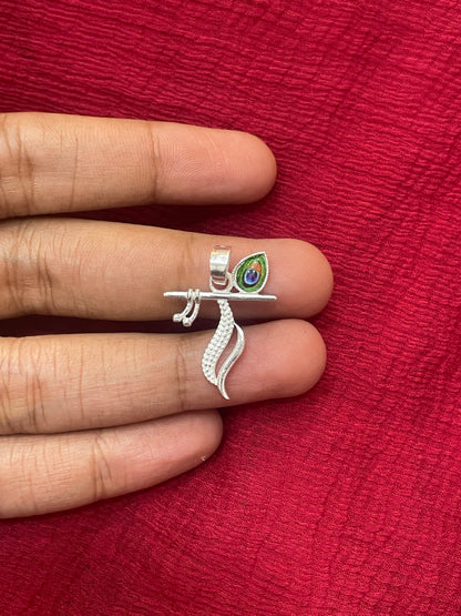 92.5 Silver Govinda Krishna Pendant for Men & Women | Divine Flute Design | Spiritual Jewellery