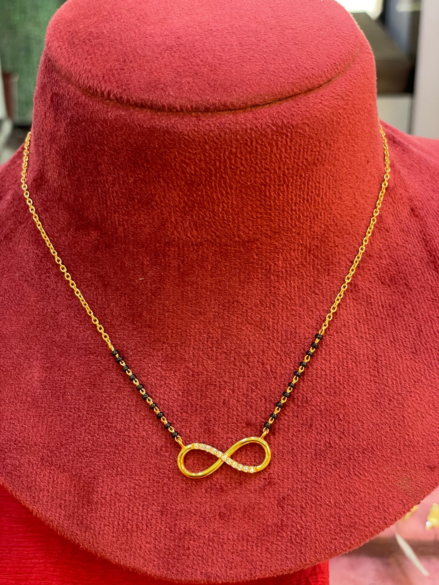 925 Silver Gold Plated Infinity Black Bead Chain