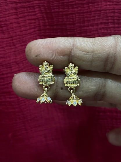 92.5 silver gold plated Lakshmi Devi jhumkas
