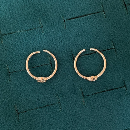 92.5 Silver Rose Gold Plated White CZ Apple Toe Rings