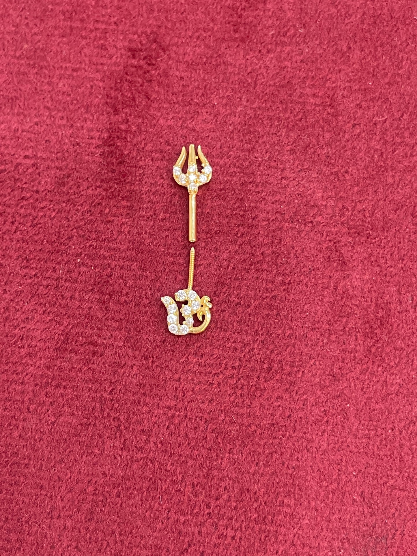 925 Silver Gold Plated Om Trishul Bugadi pair
