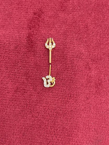 925 Silver Gold Plated Om Trishul Bugadi pair