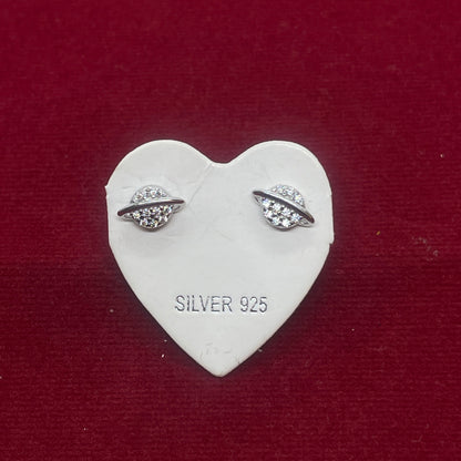 92.5 Sterling Silver Pavé CZ Leaf Stud Earrings for Women | Petite CZ Leaf with Silver Spine Second Studs