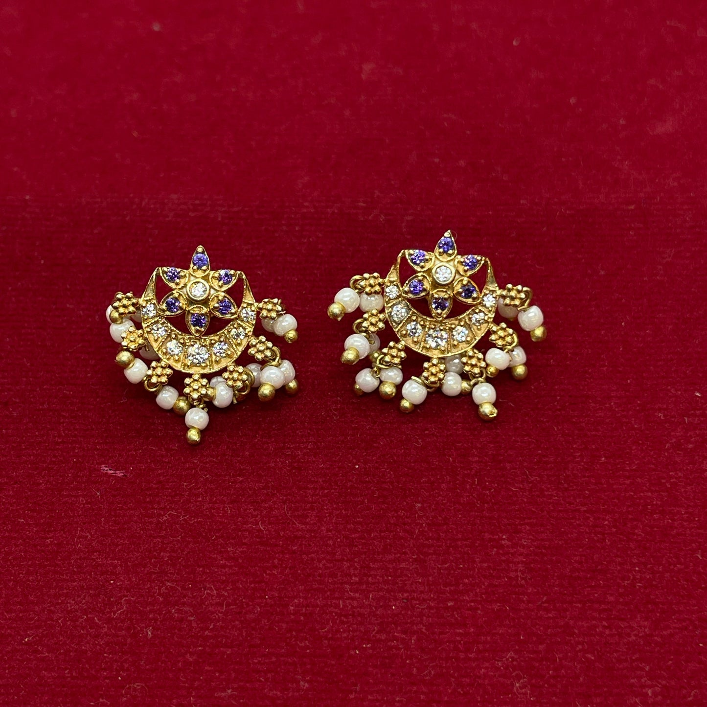 925 Silver Gold-Plated Chandbali Stud Earrings