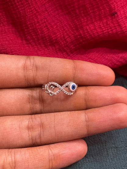 92.5 Silver Evil Eye Ring for Women Size 9 | Stylish Protection Design | Elegant Fashion Jewellery