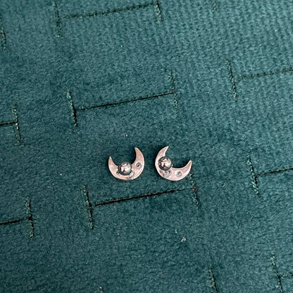 925 Silver Crescent Studs - Ball back pair