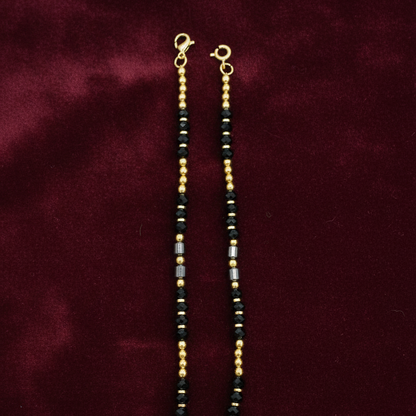 92.5 silver gold plated black beads and ball kids anklets
