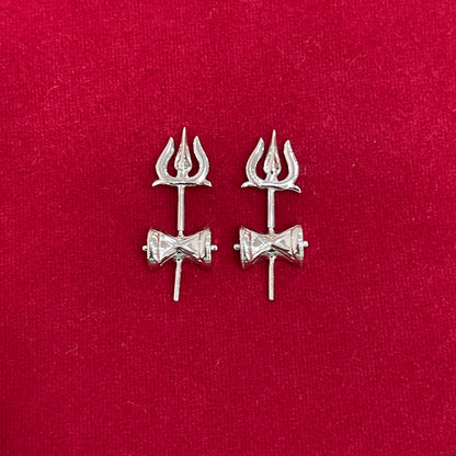 92.5 Sterling Silver Trishul Damruk Bugadi Pair