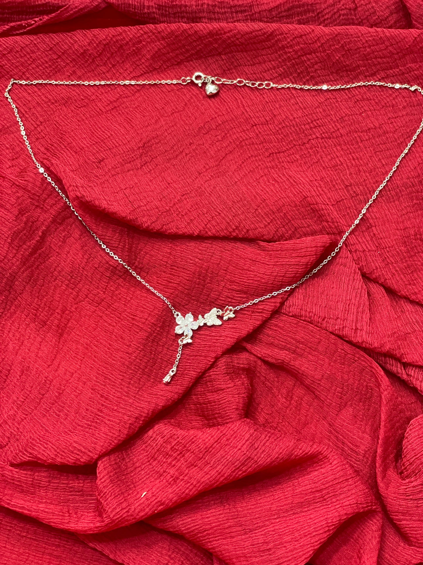 92.5 Silver Flower Butterfly Chain 19.5 Inches | Premium Stylish Floral Design | Jewellery