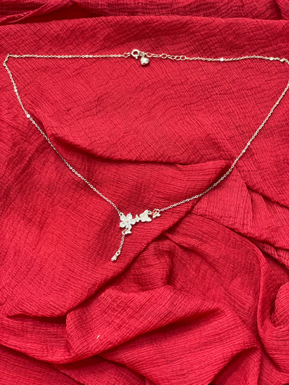 92.5 Silver Flower Butterfly Chain 19.5 Inches | Premium Stylish Floral Design | Jewellery