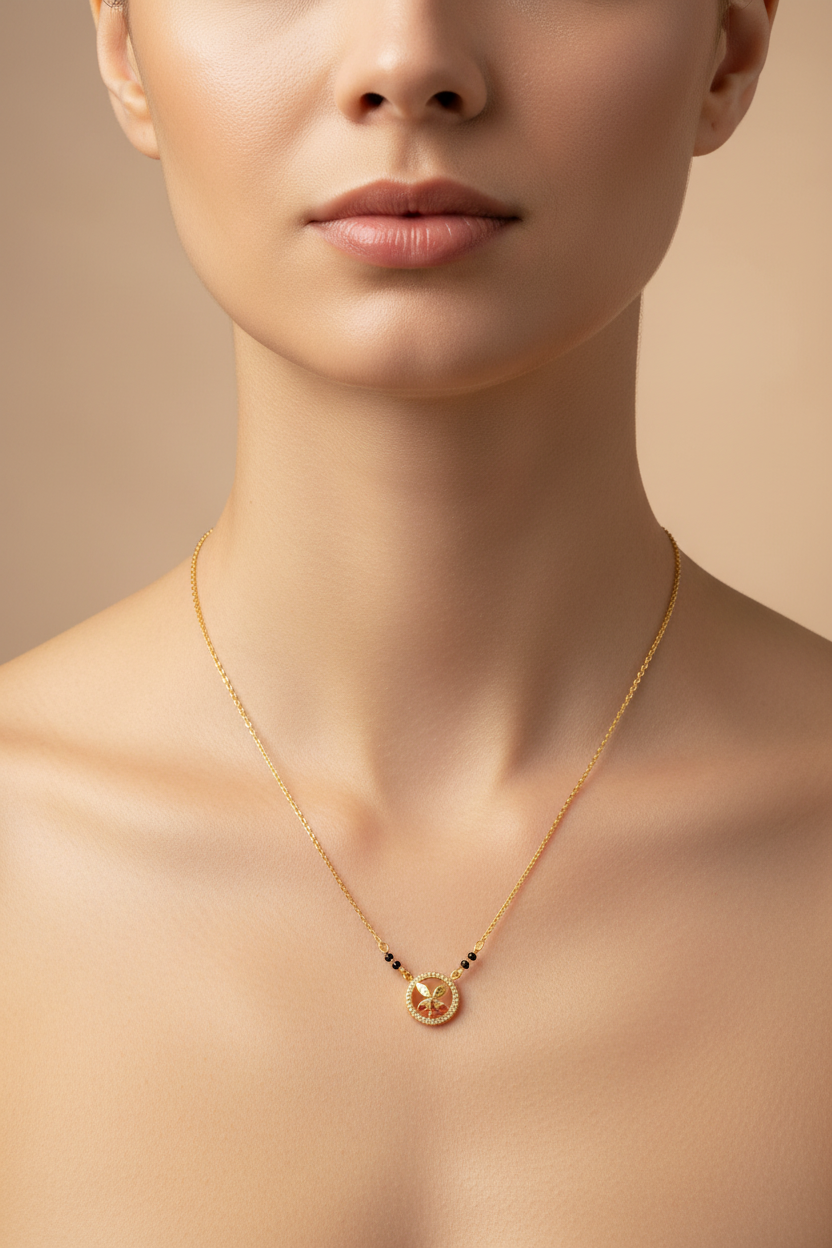 92.5 Silver Gold Plated Round Shape Black Bead Chain for Women 18 Inches | Elegant Classic Design | Stylish Jewellery