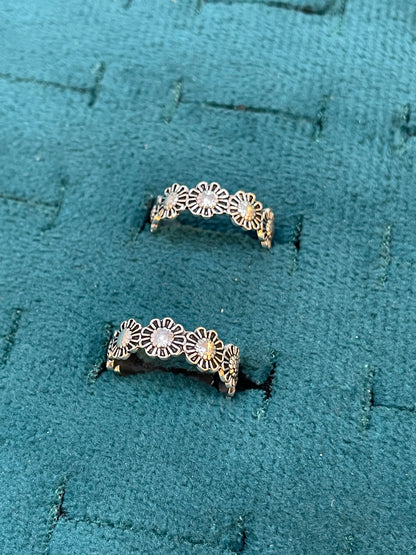 92.5 Silver Toe Rings for Women | Sunflower Oxidised Design | Traditional Jewellery