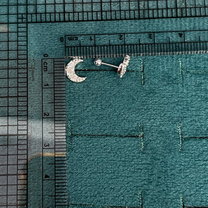 925 Silver Crescent Studs - Ball back pair