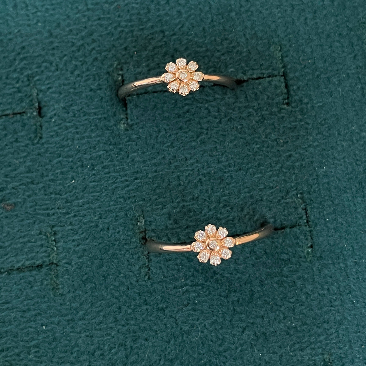 92.5 Silver Rose Gold Plated White CZ Daisy Toe Rings