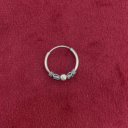 92.5 Silver Oxidised Bead Detail Hoop Earrings Pair