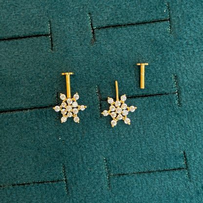 92.5 Silver Floral Piercing Bugadi Pair