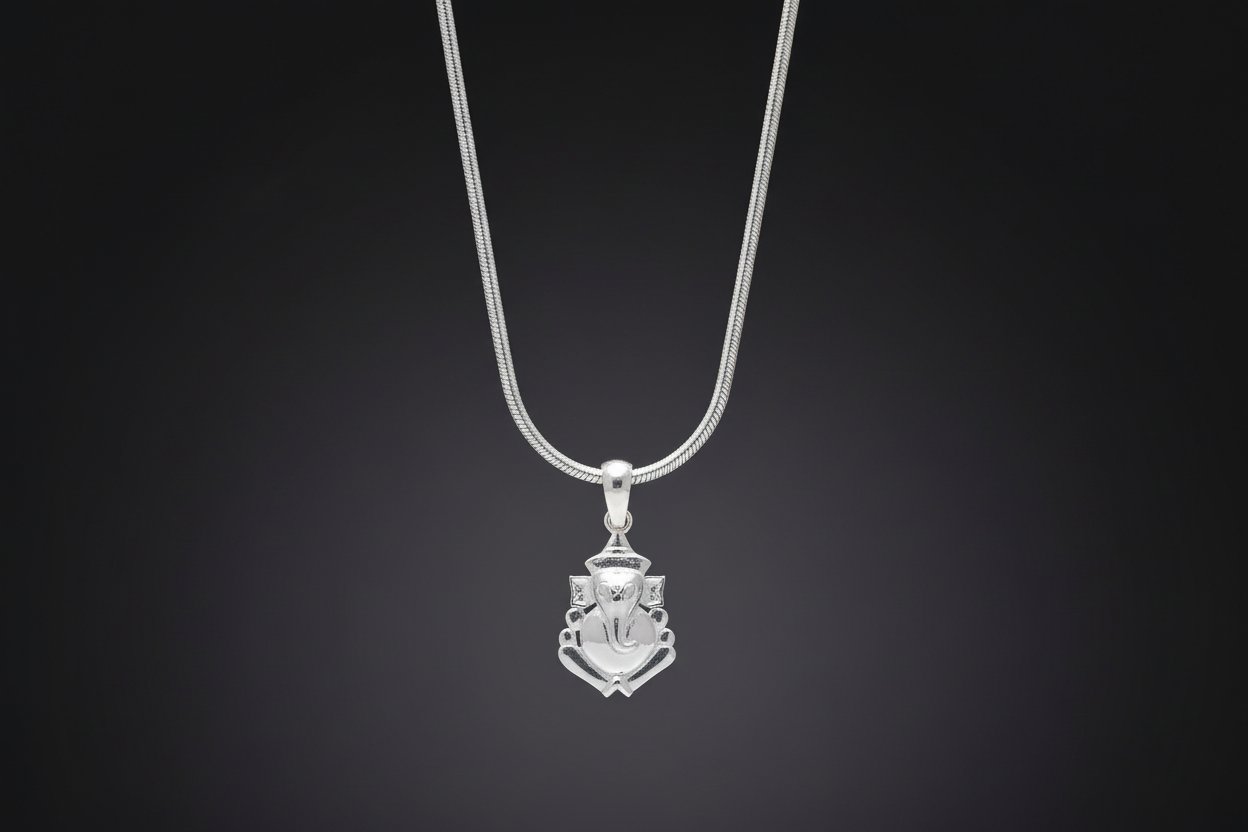 92.5 Silver Ganpati Pendant for Men & Women | Ganesha Divine Design | Traditional Jewellery