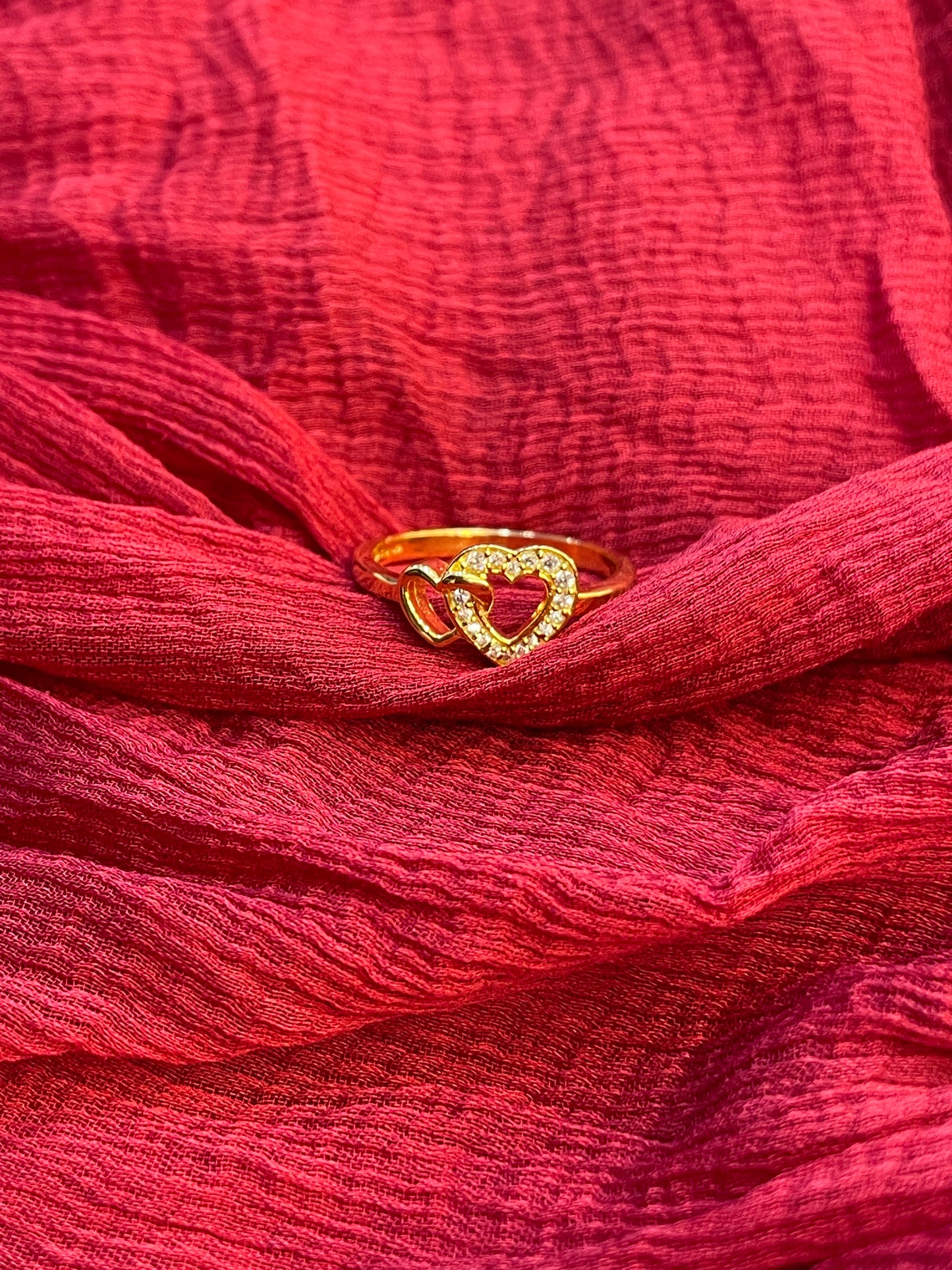 92.5 Silver Gold Plated Heart Ring for Women Size 12 | Elegant Love Design | Jewellery
