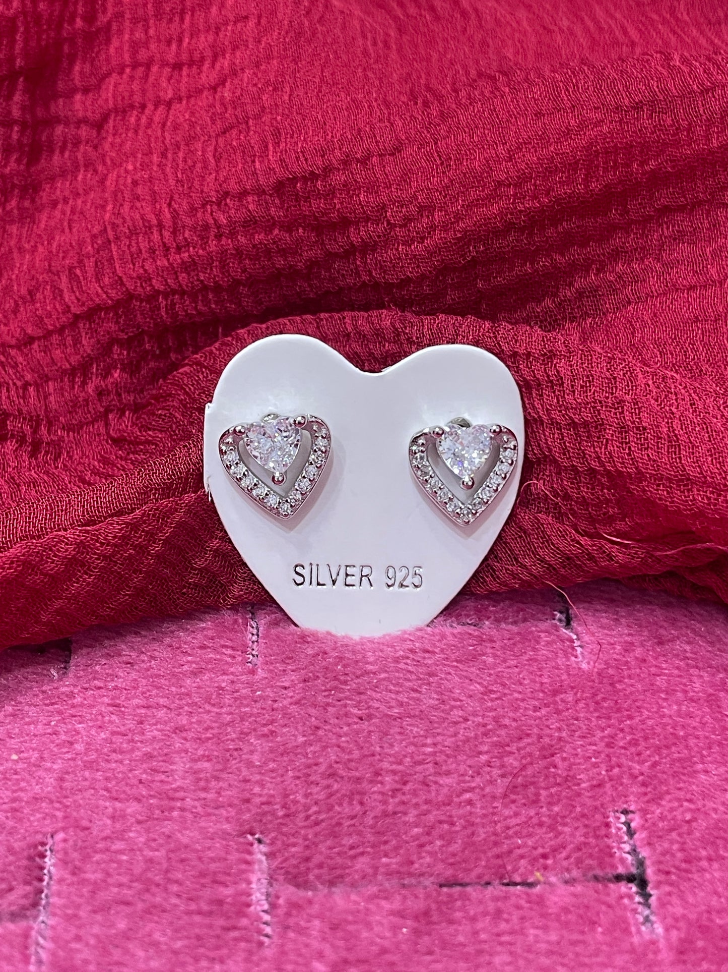 92.5 Silver Classic Heart Studs | Elegant Minimal Design | Jewellery