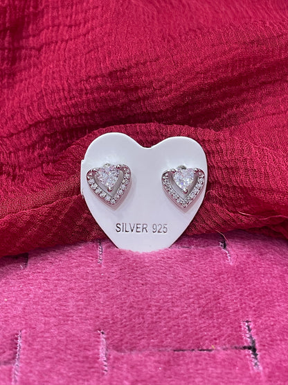 92.5 Silver Classic Heart Studs | Elegant Minimal Design | Jewellery