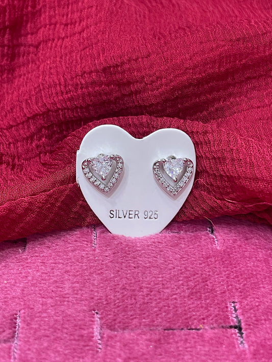 92.5 Silver Classic Heart Studs | Elegant Minimal Design | Jewellery
